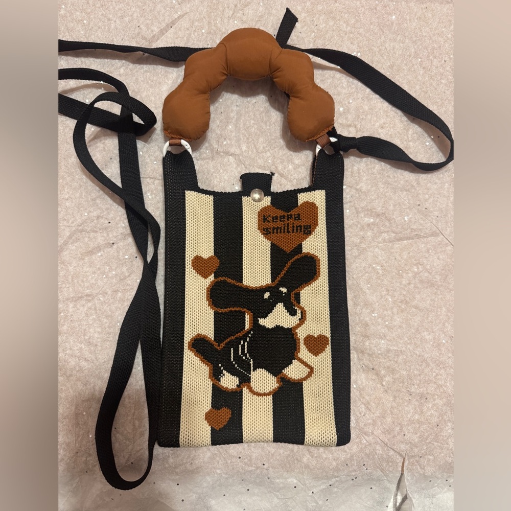 Striped Dog Crossbody Bag